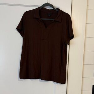 J. Jill Wearever Rich Brown Short Sleeve Polo Shirt